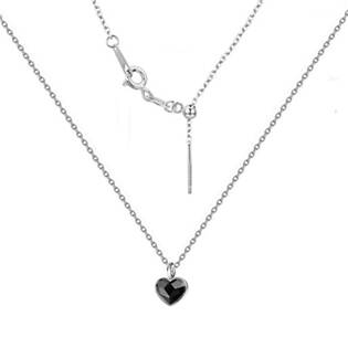 NB-0204-JB Minimalistický stříbrný náhrdelník se srdcem Crystals from Swarovski® Jet Black