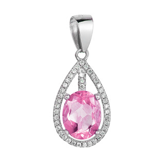 EG1240 Stříbrný přívěsek růžový zirkon rose