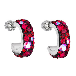 EG2031-CH Stříbrné náušnice kruhy s krystaly Crystals from Swarovski®, Cherry
