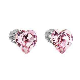 EG2034-RO Stříbrné náušnice srdíčka Crystals from Swarovski® Rose