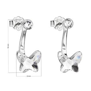 EG2508-CR Stříbrné náušnice dvojité s krystaly Swarovski bílý motýl