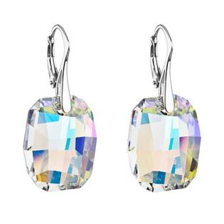 EG2871 Stříbrné náušnice visací s krystaly Swarovski ab efekt obdélník 31297.2