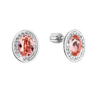 EG2880-OR Stříbrné náušnice pecky se Swarovski krystaly oranžový oválek