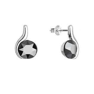 EG2946-HE Stříbrné náušnice pecky se Swarovski krystaly, Hematite