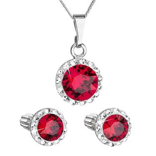 EG3183-R Sada šperků s krystaly Swarovski náušnice, řetízek a přívěsek, Ruby