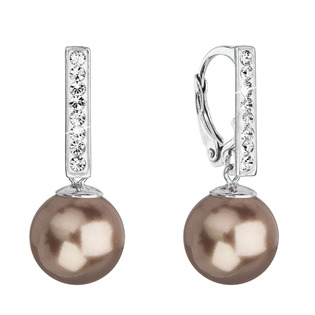 EG9072-BR Stříbrné náušnice se Swarovski perlou a krystaly