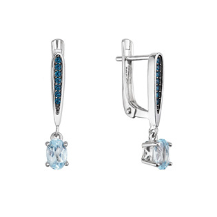 EVTP007 Stříbrné náušnice luxusní s pravými kameny Sky Topaz