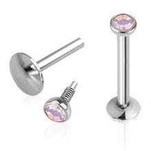 LB01102-1206P Piercing do brady - labreta, opalit růžový