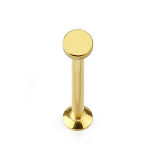 LB1029GD-12063 Zlacený piercing do brady - labreta 1,2 x 6 mm, kolečko 3 mm