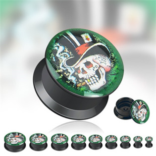 PL01050-22 Akrylátový plug do ucha "lebka" - průměr 22 mm