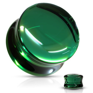 PL01250G-16 Skleněný plug do ucha zelený, průměr 16 mm
