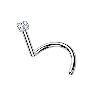 TM008-020 Luxusní piercing do nosu Moissanit 0.03ct (2mm), TITAN