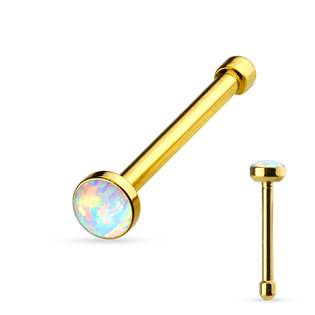 N0010 Zlacený piercing do nosu - opál