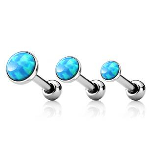 CP1087-OP06-03 Cartilage piercing do ucha, světle modrý opál