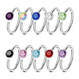 N0024-G Piercing do nosu/ucha kruh se zirkonem
