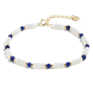 AU0067 Minerální náramek přírodní Lapis lasuli a perleť, stříbro AG925