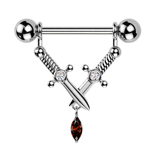 BR01032 Ozdobný piercing do bradavky s dýkami