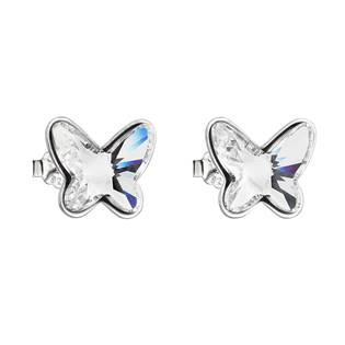 EG2523-CR Stříbrné náušnice pecka s krystaly Swarovski bílý motýl