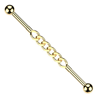 ID01049-GD Zlacený industrial piercing řetěz