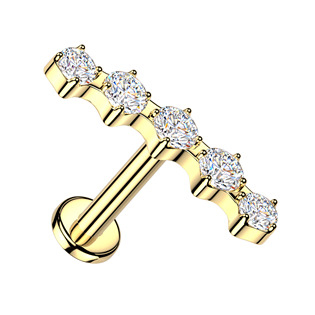 LB1160GD-1206 Zlacený piercing do brady se zirkony