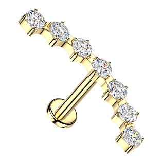LB1161GD-1206 Zlacený piercing do brady se zirkony