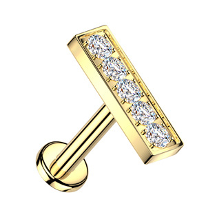 LB1162GD-1206 Zlacený piercing do brady se zirkony