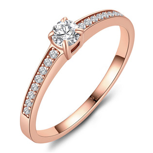 NS-09-54 Zásnubní prsten nerezová ocel - Rose Gold