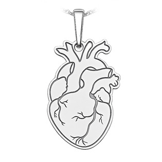 PA1220 Stříbrný přívěsek anatomické srdce