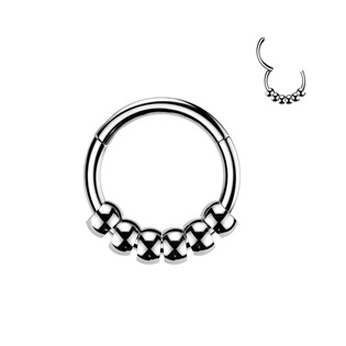 SG139-1208 Ocelový piercing - segment kruh s kuličkami