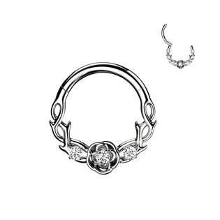 SG141-1208 Ocelový piercing - segment kruh s kytičkami