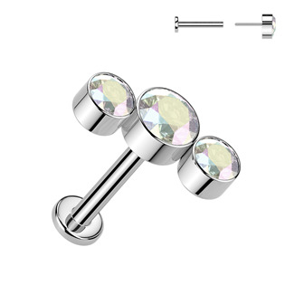 TIT1651-AB Piercing do brady - PUSH IN labreta TITAN, barva: duhová