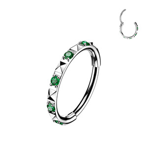 TIT1753 Piercing segment kruh TITAN se zelenými zirkony