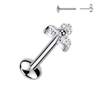 TM011 Piercing do brady kytička - PUSH IN labreta TITAN s Moissanity 0.03ct