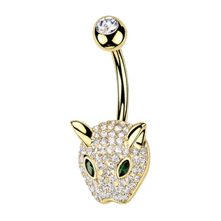 WP0132-GD Zlacený piercing do pupíku leopard
