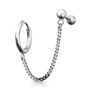 CP1068-ST Náušnice + cartilage piercing do ucha s řetízkem
