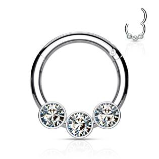 K01057-STC Piercing kruh segment, čiré kameny, 1,2 x 8 mm