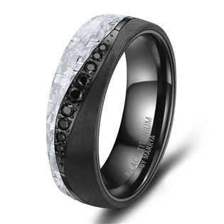 BT-13ZR-58 Dámský snubní prsten BLACK TITANIUM + Karbon se zirkony