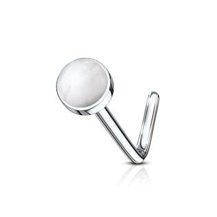 N0094-RQ Zahnutý piercing do nosu - růženín