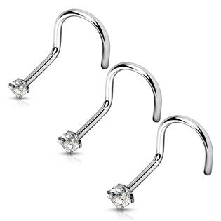 TIT1063C-020 Zahnutý piercing do nosu - titan