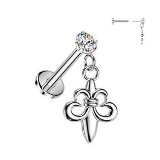 LB1156 Piercing do ucha PUSH IN labreta skautská lilie