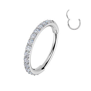 SG120-06 Ocelový piercing - segment kruh se zirkony