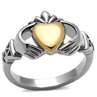 AL-0109-52 Ocelový prsten Claddagh