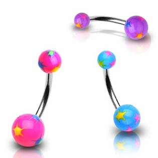 BA01025-B Piercing do pupíku s hvězdičkami