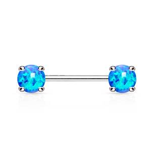 BR01023-B Piercing do bradavky, modré opály