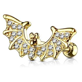 CP1003-GD Zlacená cartilage piercing do ucha netopýr