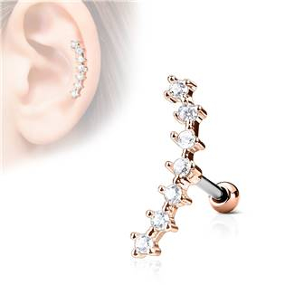 CP1031-RDC Zlacený cartilage piercing do ucha - čiré kamínky