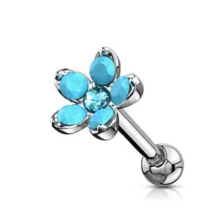 CP1041-TQ Cartilage piercing do ucha kytička s tyrkysy