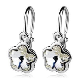 CS1040-C Dětské stříbrné náušnice - kytička, Crystals from SWAROVSKI® Crystal