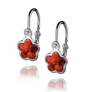 CS1040-SI Dětské stříbrné náušnice - kytička, Crystals from SWAROVSKI®, barva: Siam