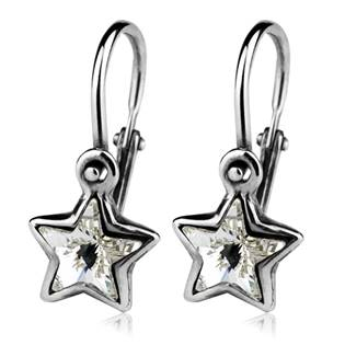 CS1060 Dětské stříbrné náušnice - hvězdičky, Crystals from SWAROVSKI®, barva: Crystal